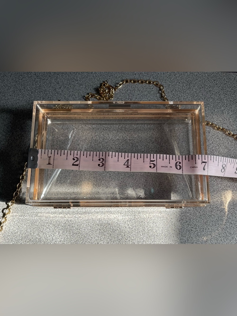 Clear Acrylic Box Bag With Gold Chain Strap - Picture 8 of 10